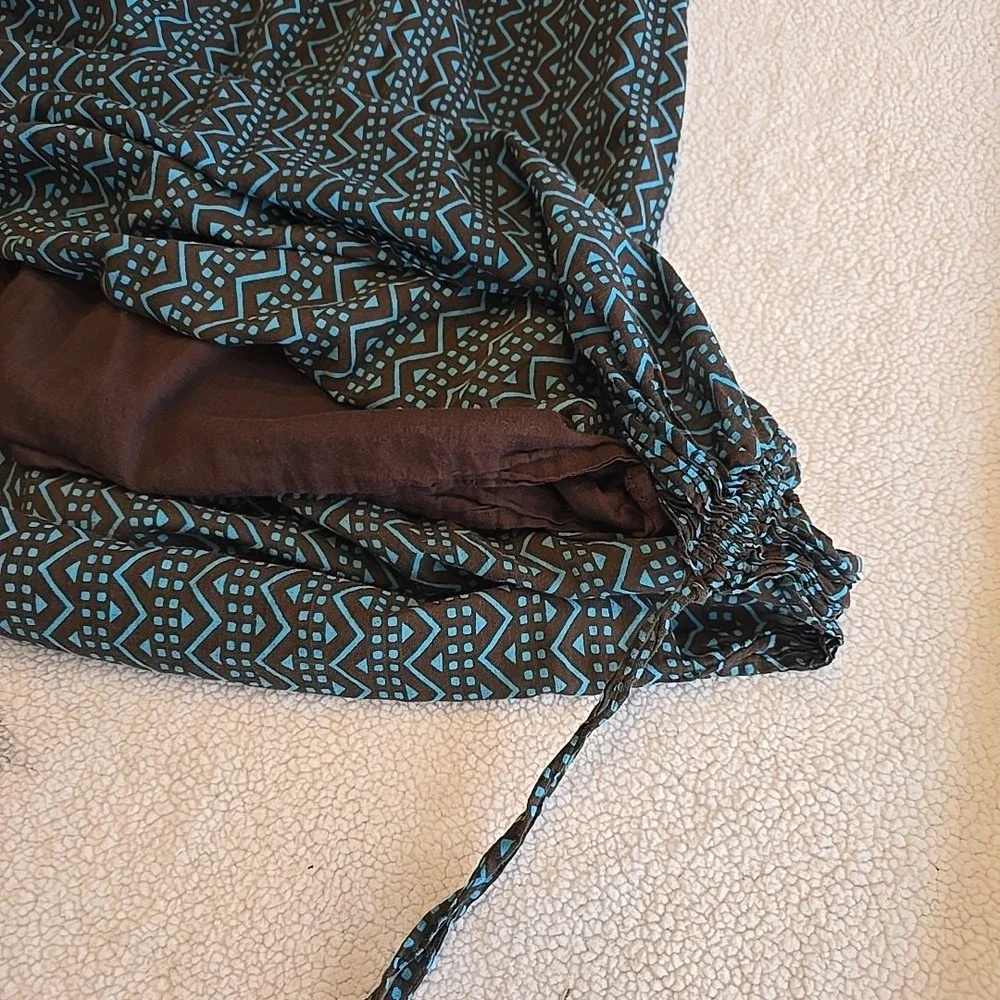 Funky People Dress Sz M Boho Hippie Festival Smock Bodice Wood Beads Bubble Hem‎